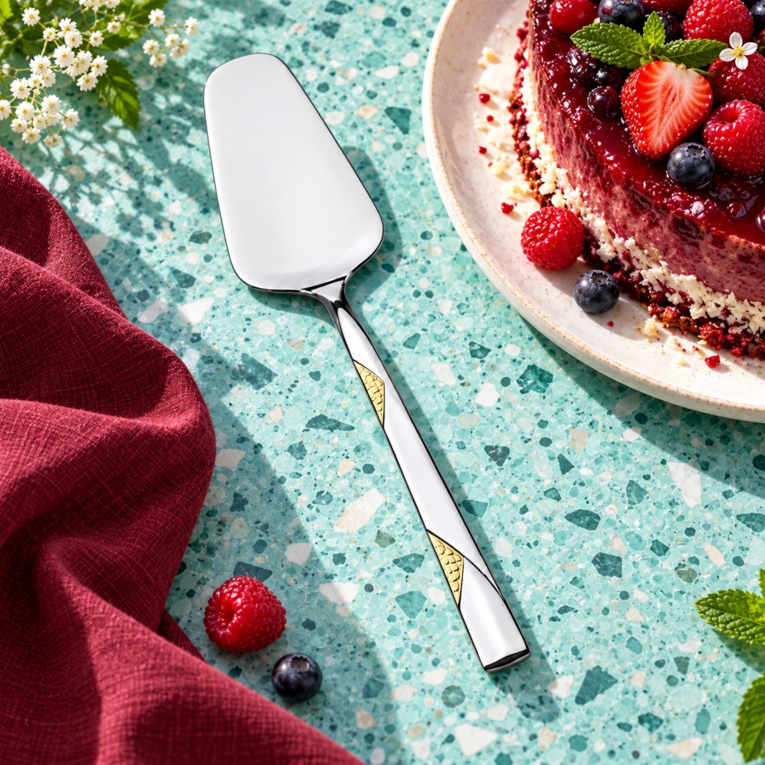 Gümüş Servis Spatulası sofrada – kullanım görseli