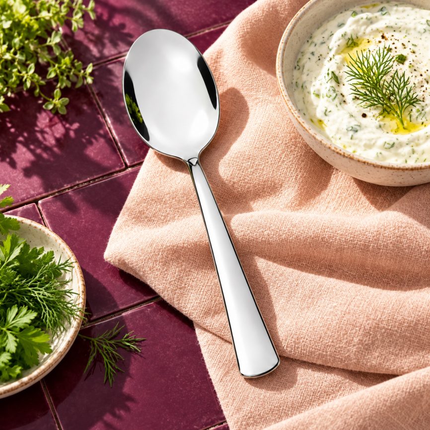 Okyanus Sos Servis Kaşığı sofrada – kullanım görseli