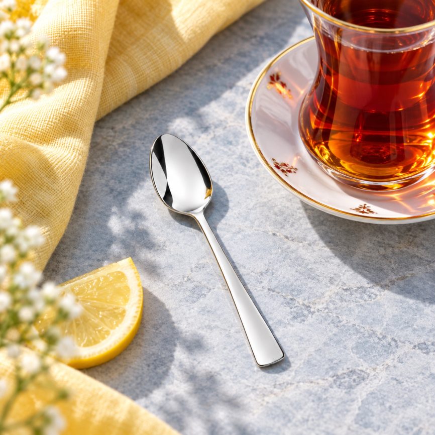 Platin Çay Kaşığı sofrada – kullanım görseli