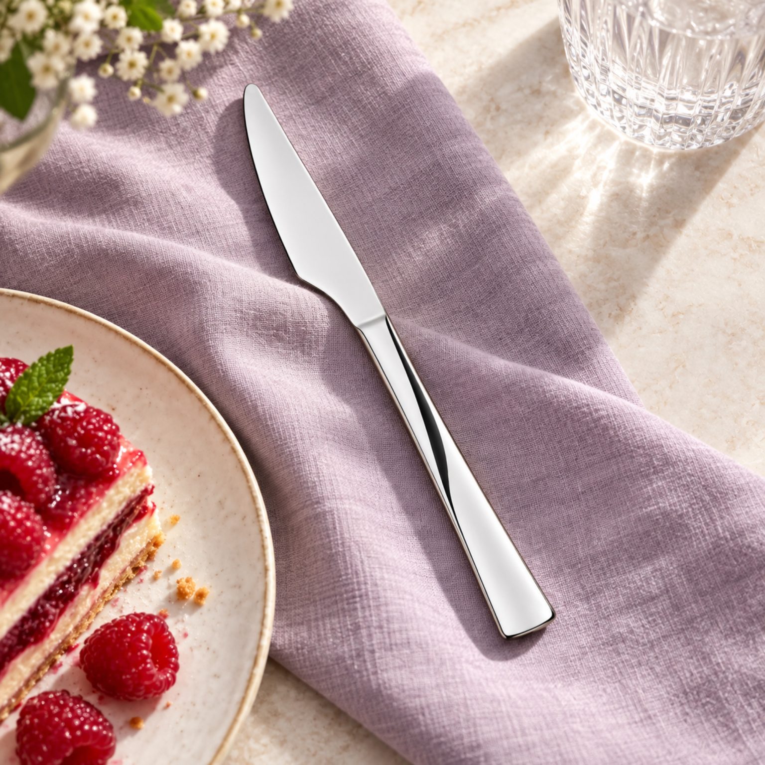 Platin Pasta Bıçağı sofrada – kullanım görseli