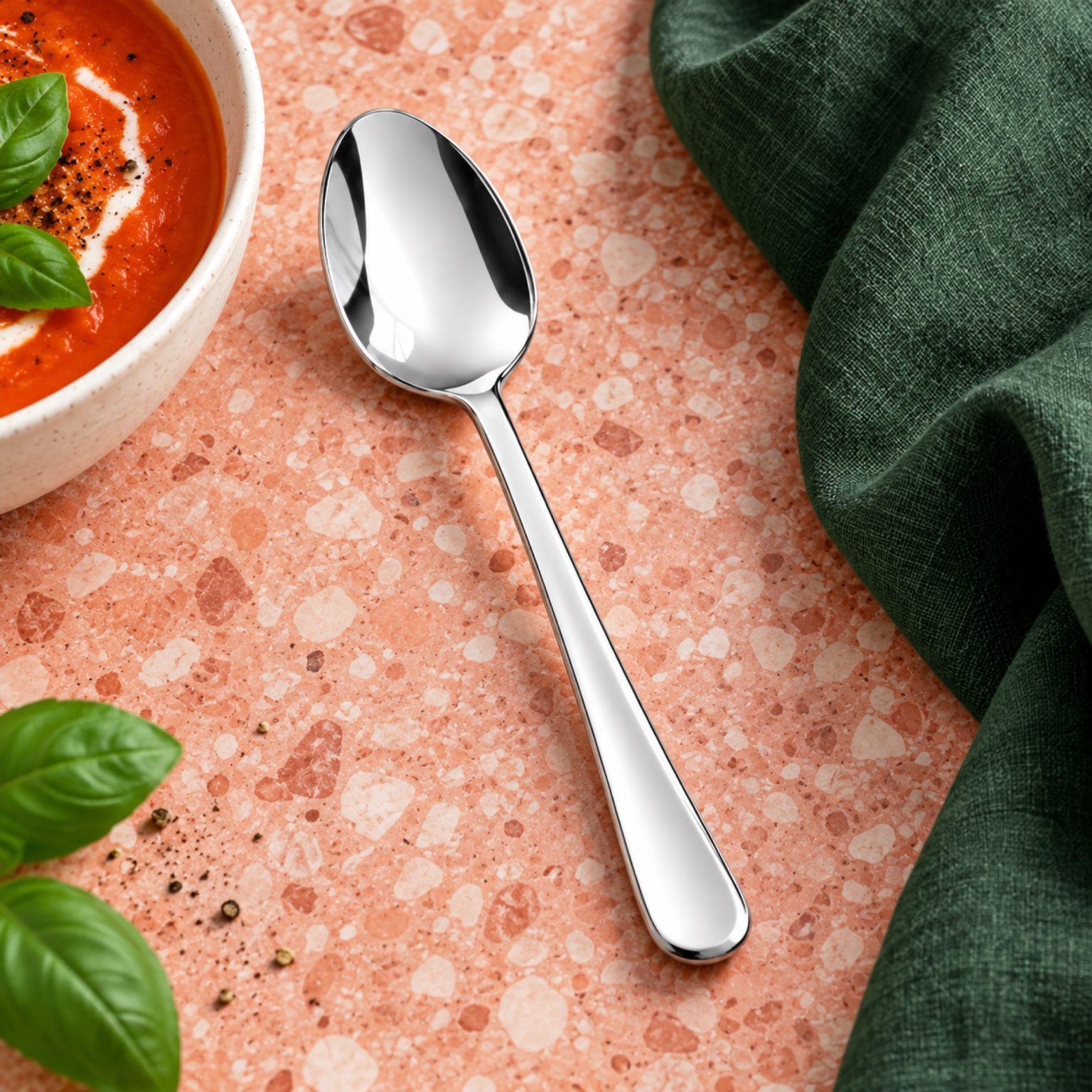 Platin Yemek Kaşığı sofrada – kullanım görseli